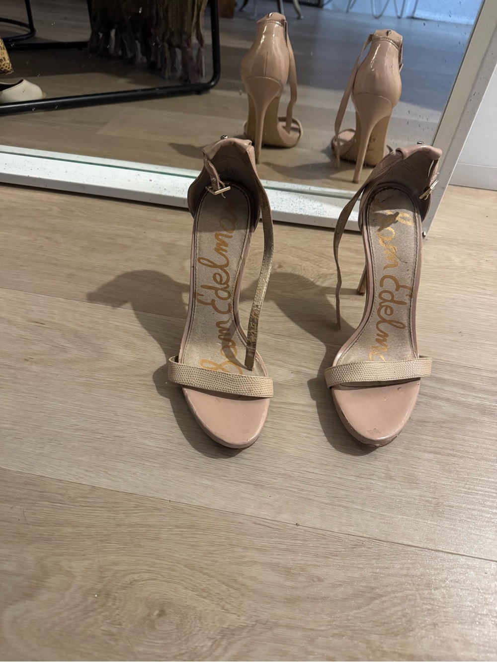 Sam Edelman Blush Ankle-Strap Stiletto Heels